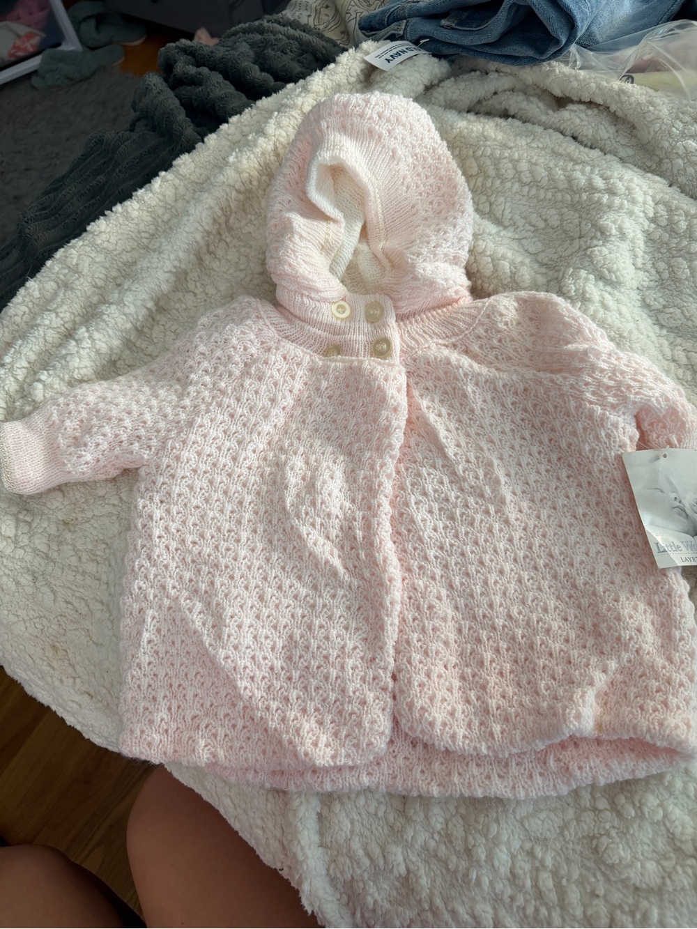 Little Wonders Baby Hooded Knit Jacket - Light Pink